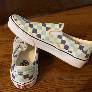multi blue checkered vans